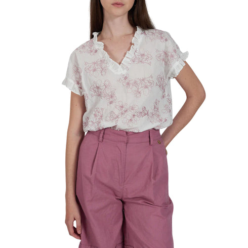 Yes Zee Blusa Blusa Donna in mussola ricamata S - Francavilla Moda